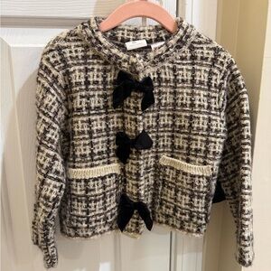 Zara Kids Plaid Jacket with Black Bows